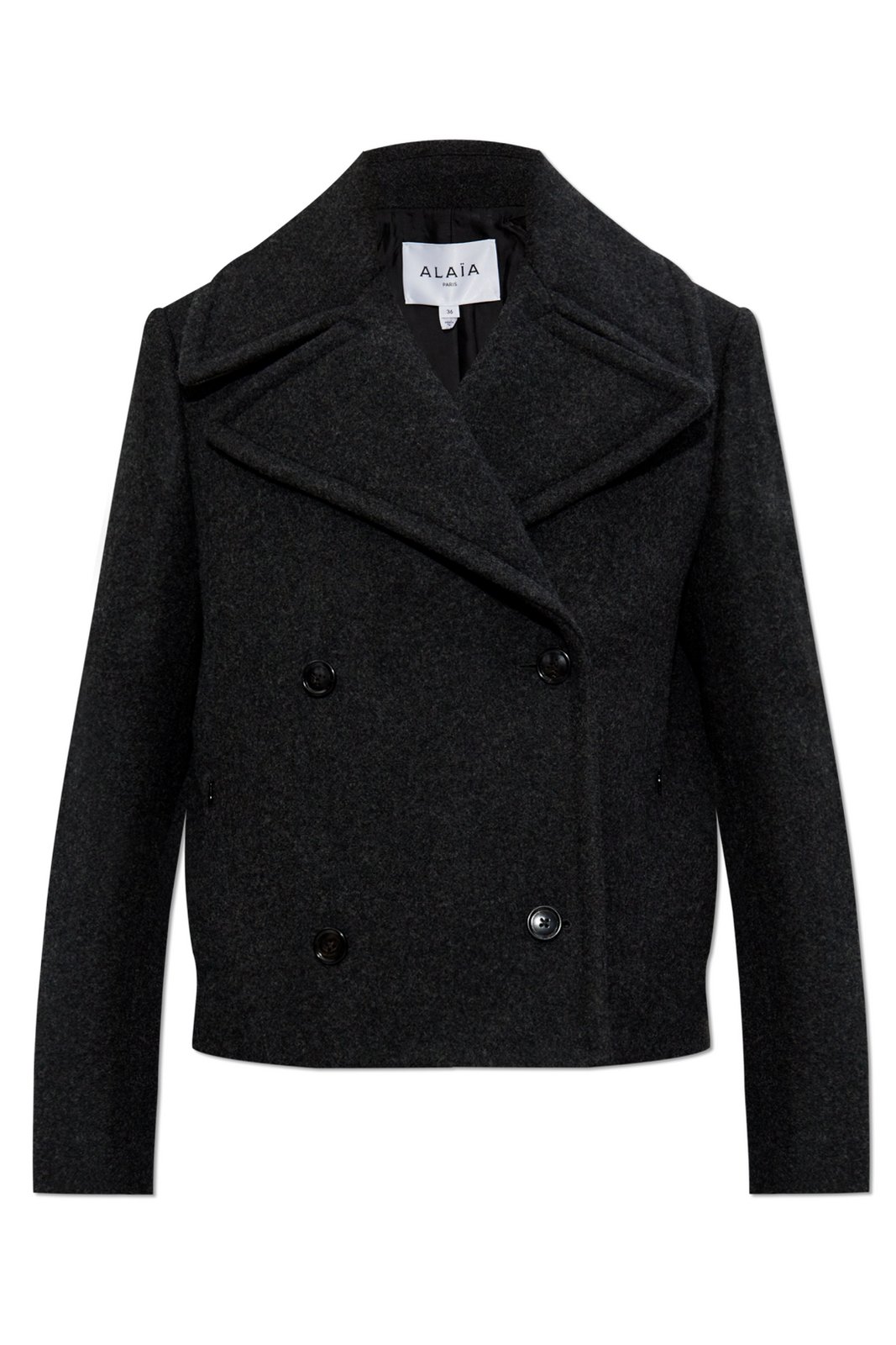 SALE【Alaia】ダブルブレスト ストレートフィット ピーコート Alaïa Double-Breasted Straight Fit Pea Coat – Cettire