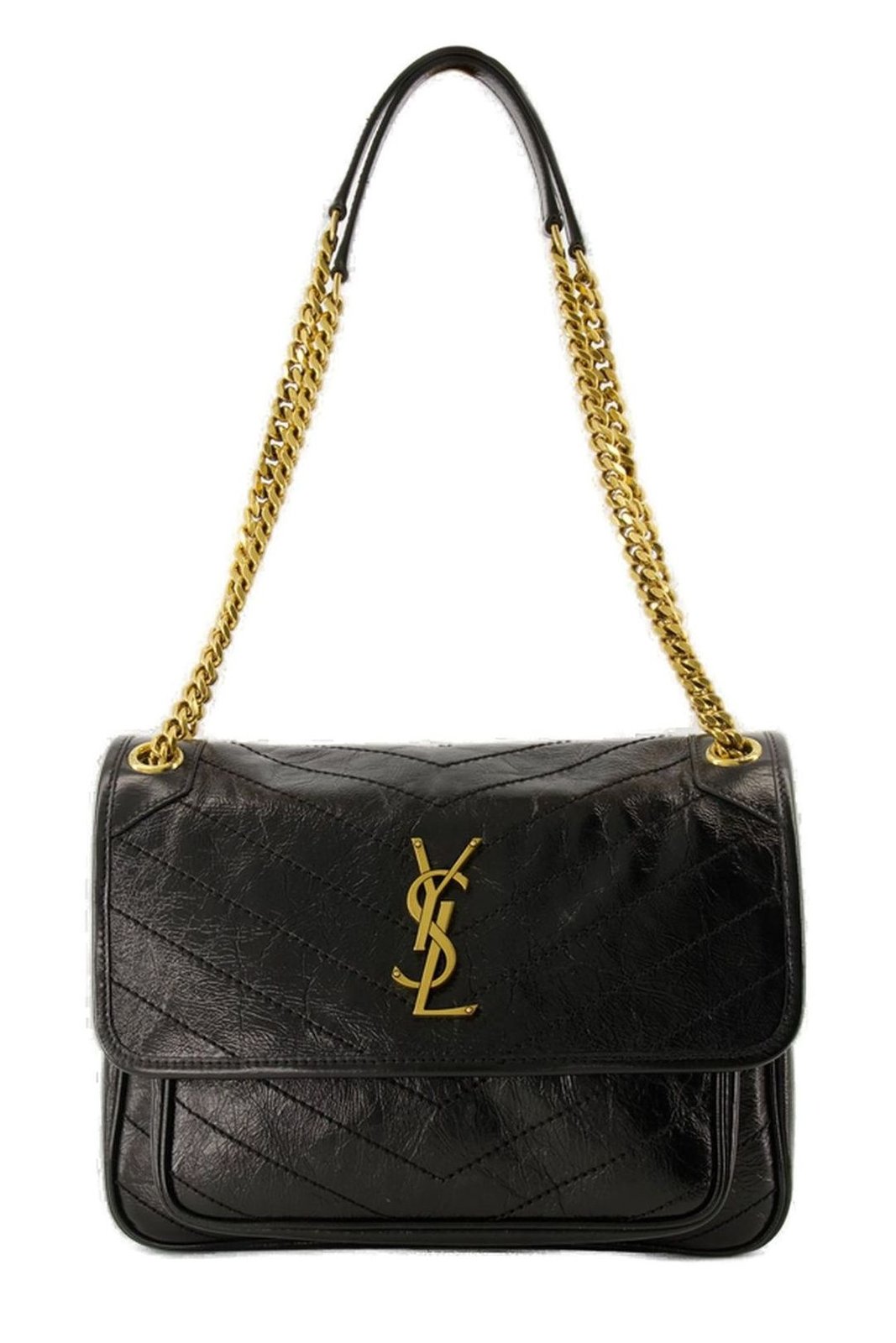 생로랑 Niki 로고 플라크 미디엄 숄더백 6331840EN07 1000NERO