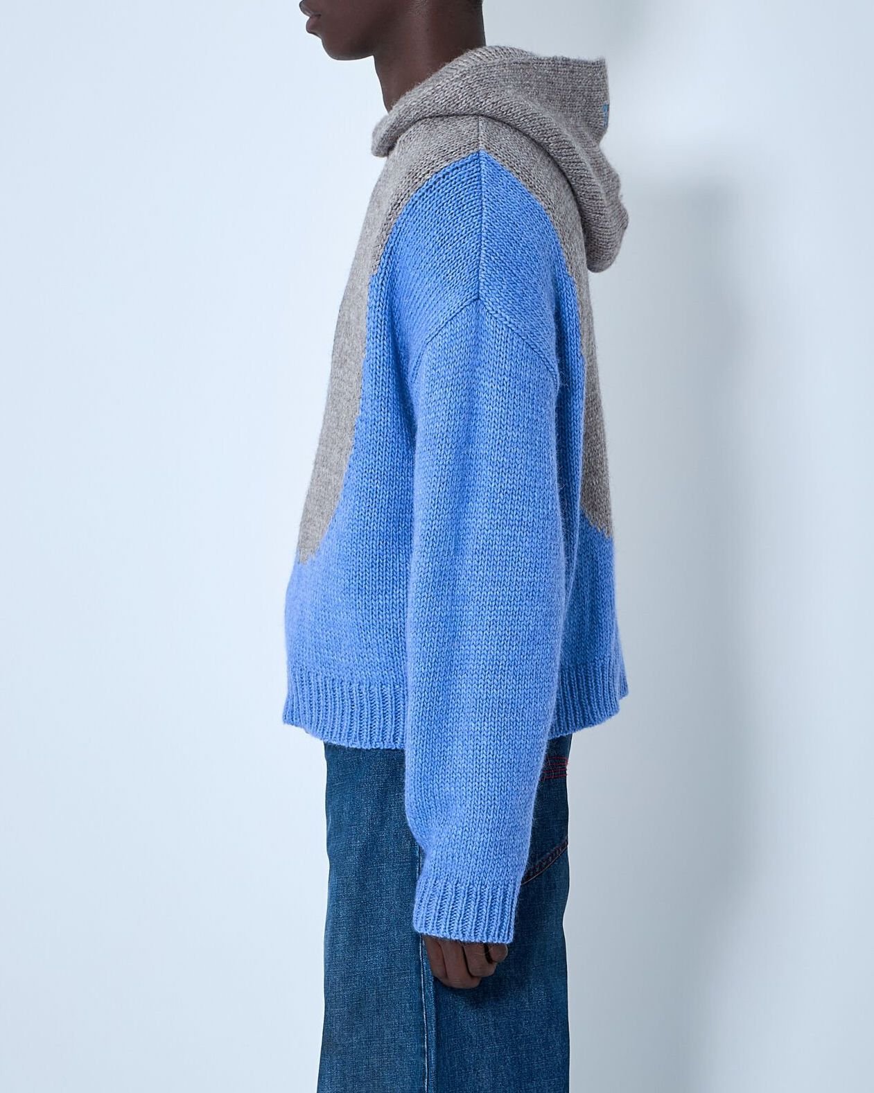 Erl Bicolor Swirl Knit Hoodie Sweater