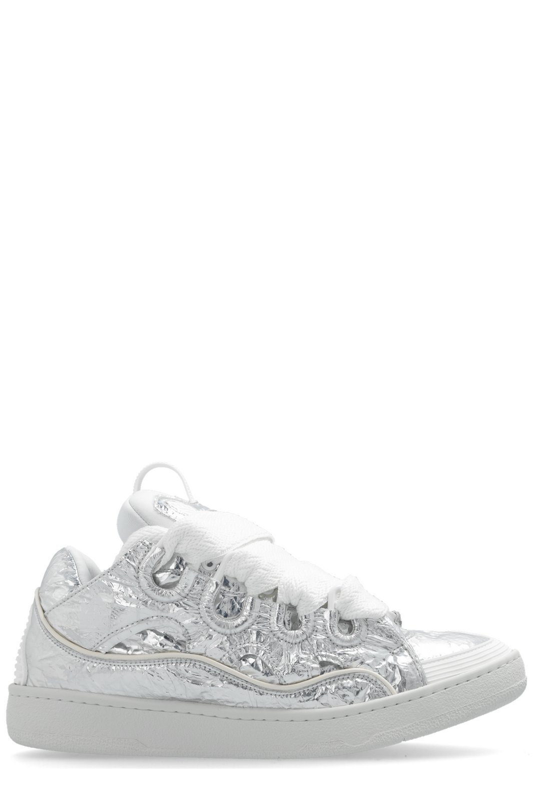 Lanvin Curb Metallic Lace-Up Sneakers