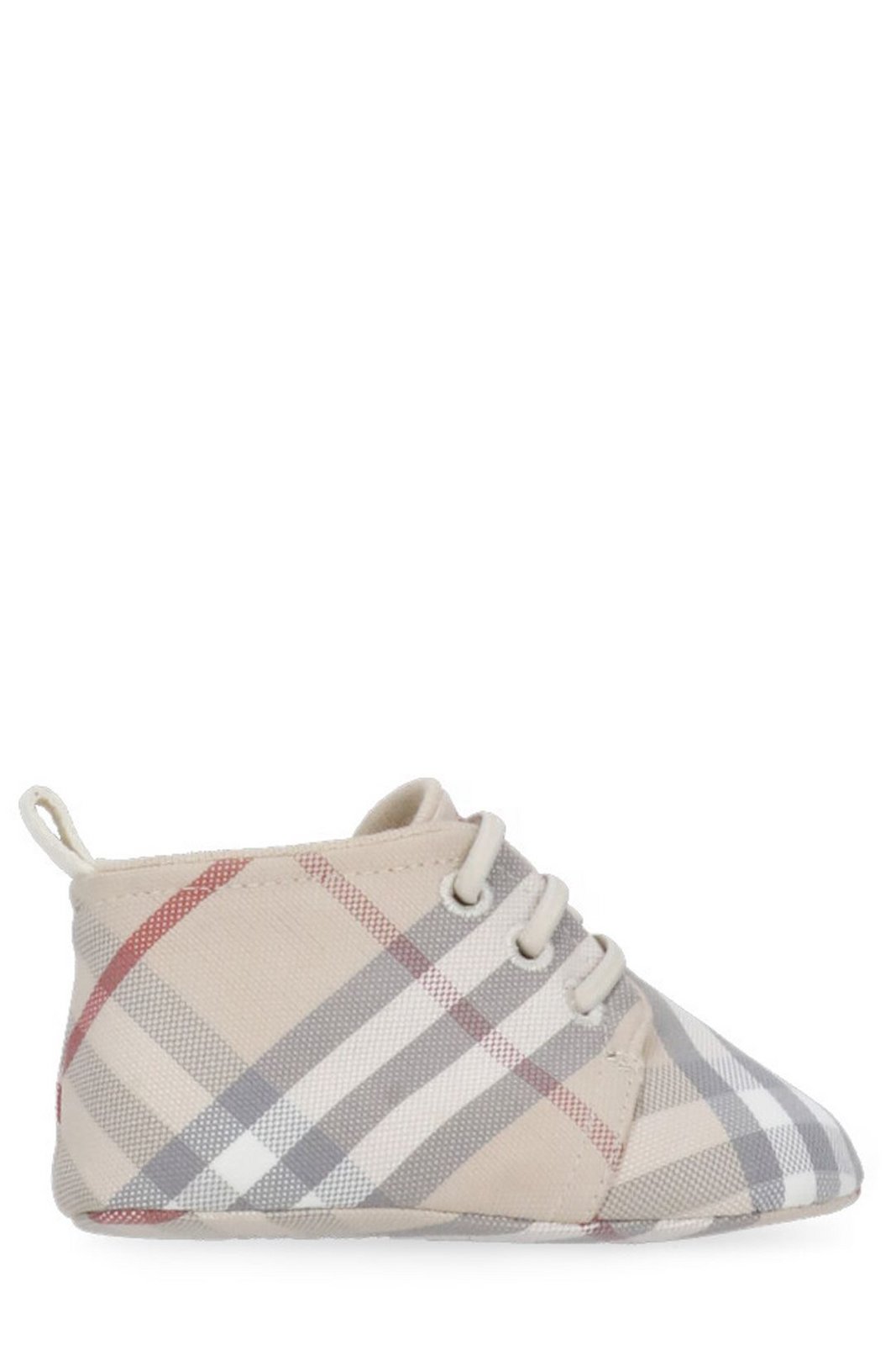 Burberry Kids Check-Pattern Lace-Up Crib Shoes
