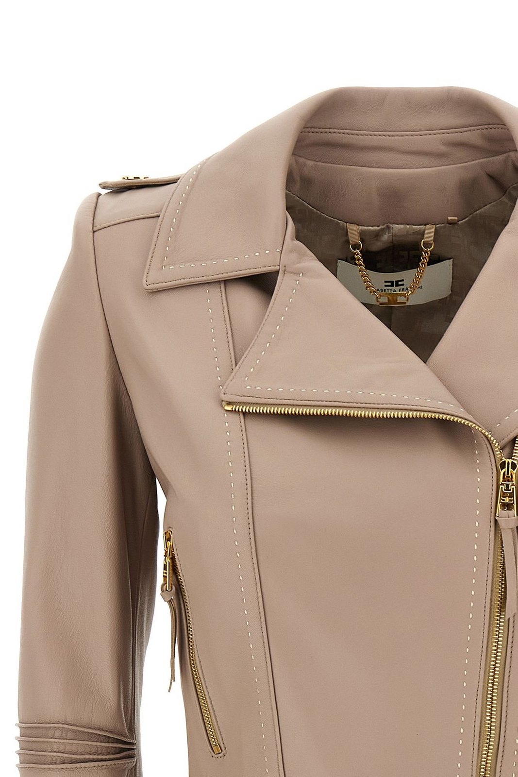 Elisabetta Franchi Contrasted Topstitching Biker Jacket