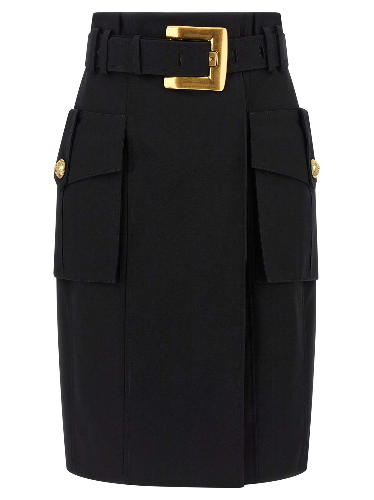 Balmain Gabardine Wrap Midi Skirt
