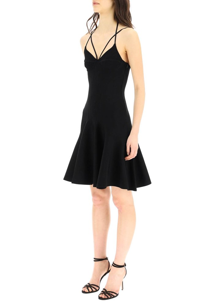 Alexander McQueen Strappy Fluted Mini Dress – Cettire