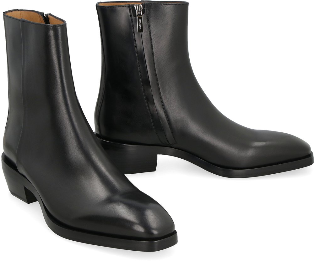 Ferragamo Squared-Toe Side-Zip Ankle Boots – Cettire