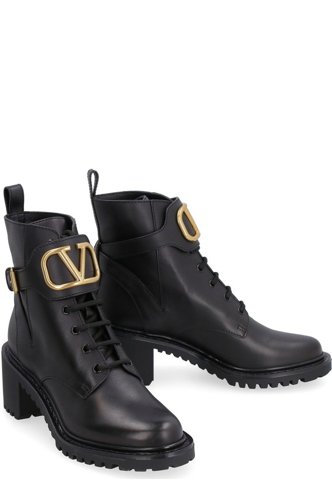 Valentino VLogo Plaque Lace-Up Boot 