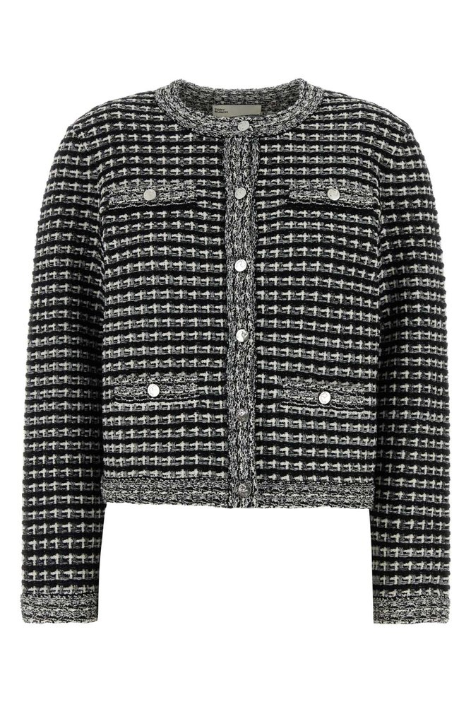 【関税&送料込】Tory Burch Black Tweed Blazer Tory Burch Crewneck Buttoned Tweed Jacket – Cettire