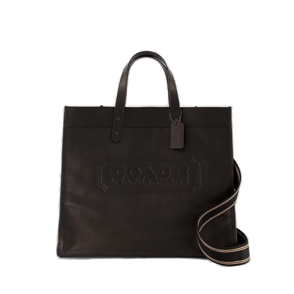 Coach Field Logo Embossed Tote Bag In Black ModeSens