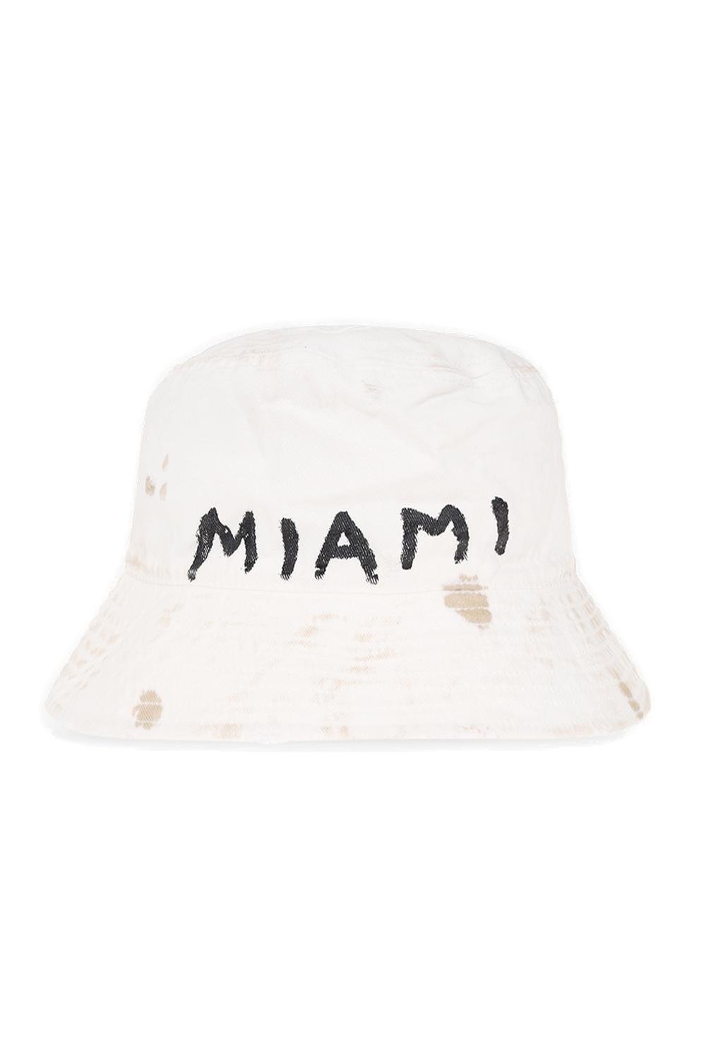 Palm Angels Logo-Printed Distressed Bucket Hat
