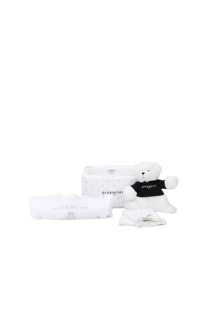 Givenchy Kids 크루넥 바디수트와 테디베어 담요 세트