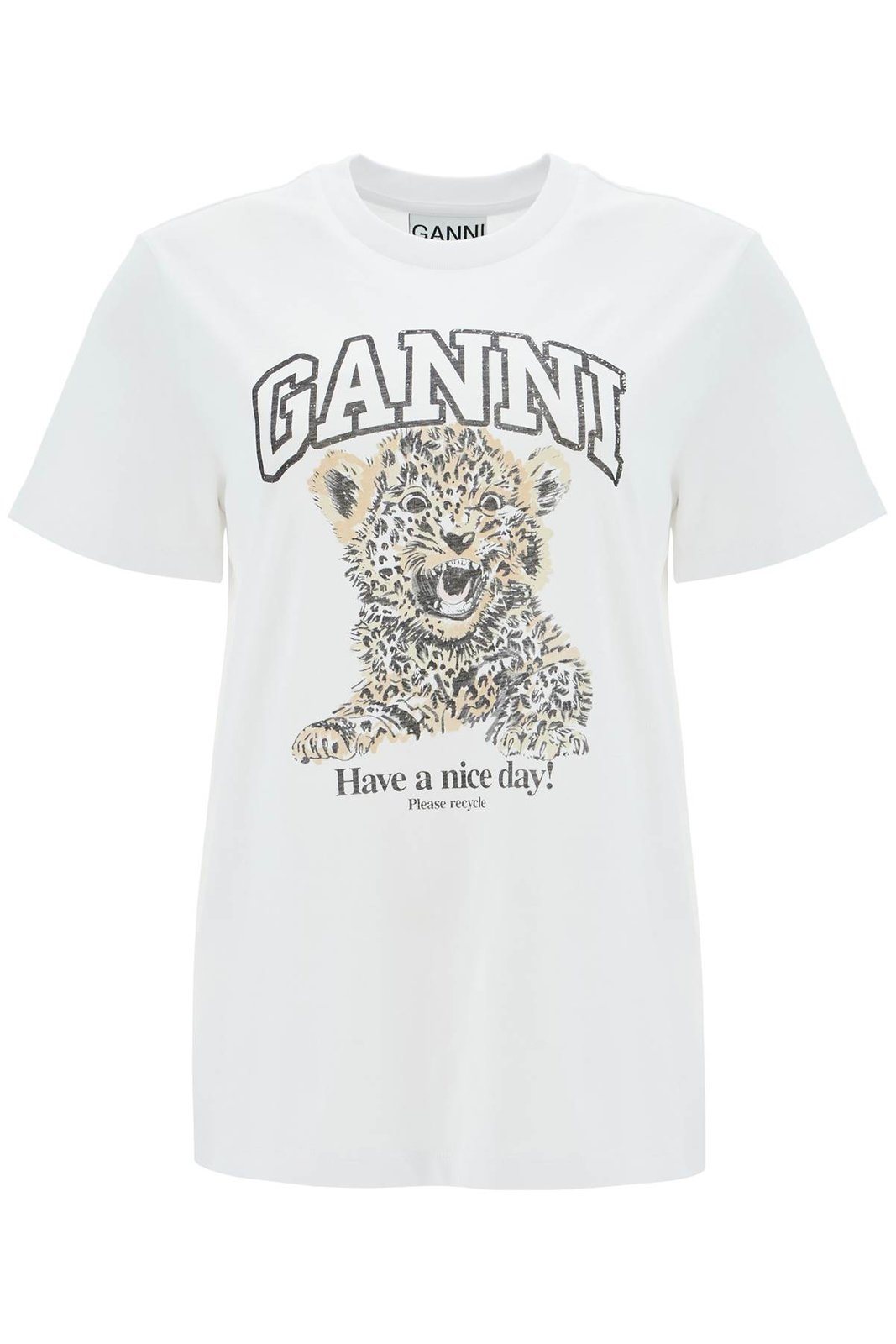 Ganni Logo Printed Crewneck T-Shirt