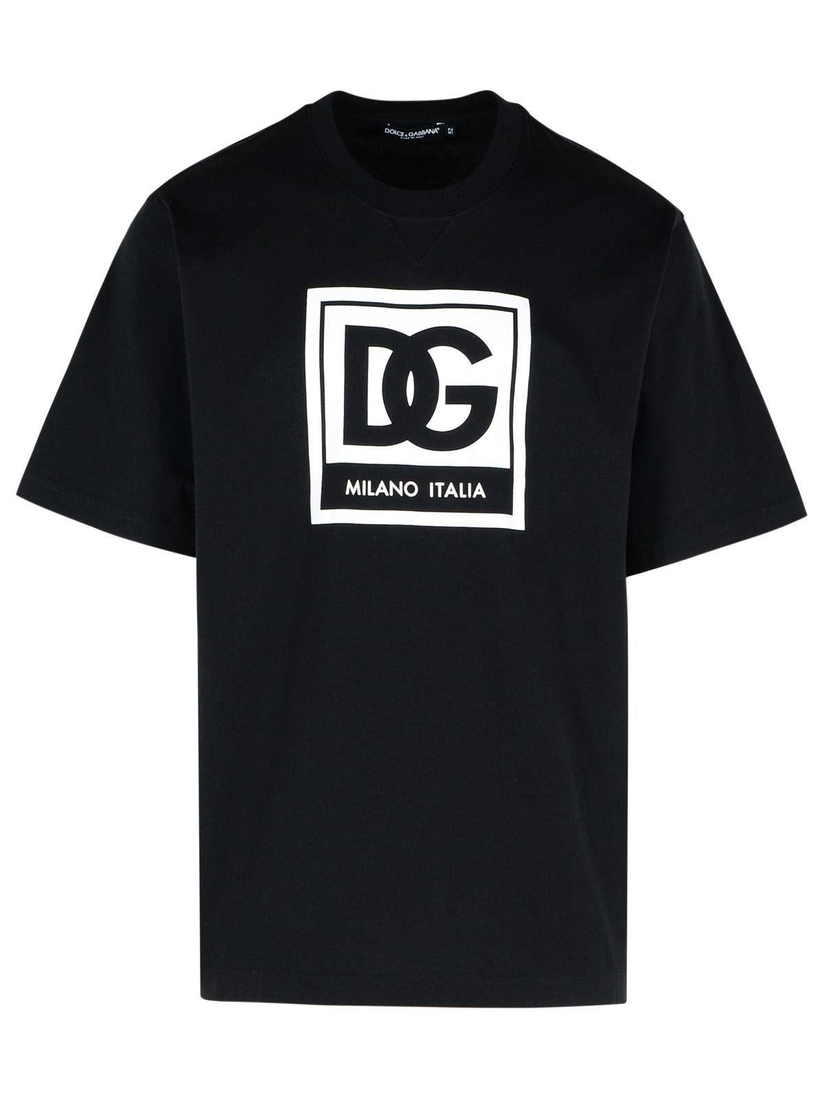 Dolce & Gabbana ブラックTシャツ DGロゴ（美品） Short-sleeved T-shirt with DG logo patch in Black for Men