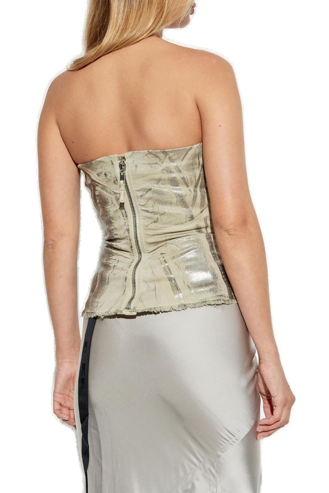 Rick Owens DRKSHDW Bustier Frayed-Hem Top