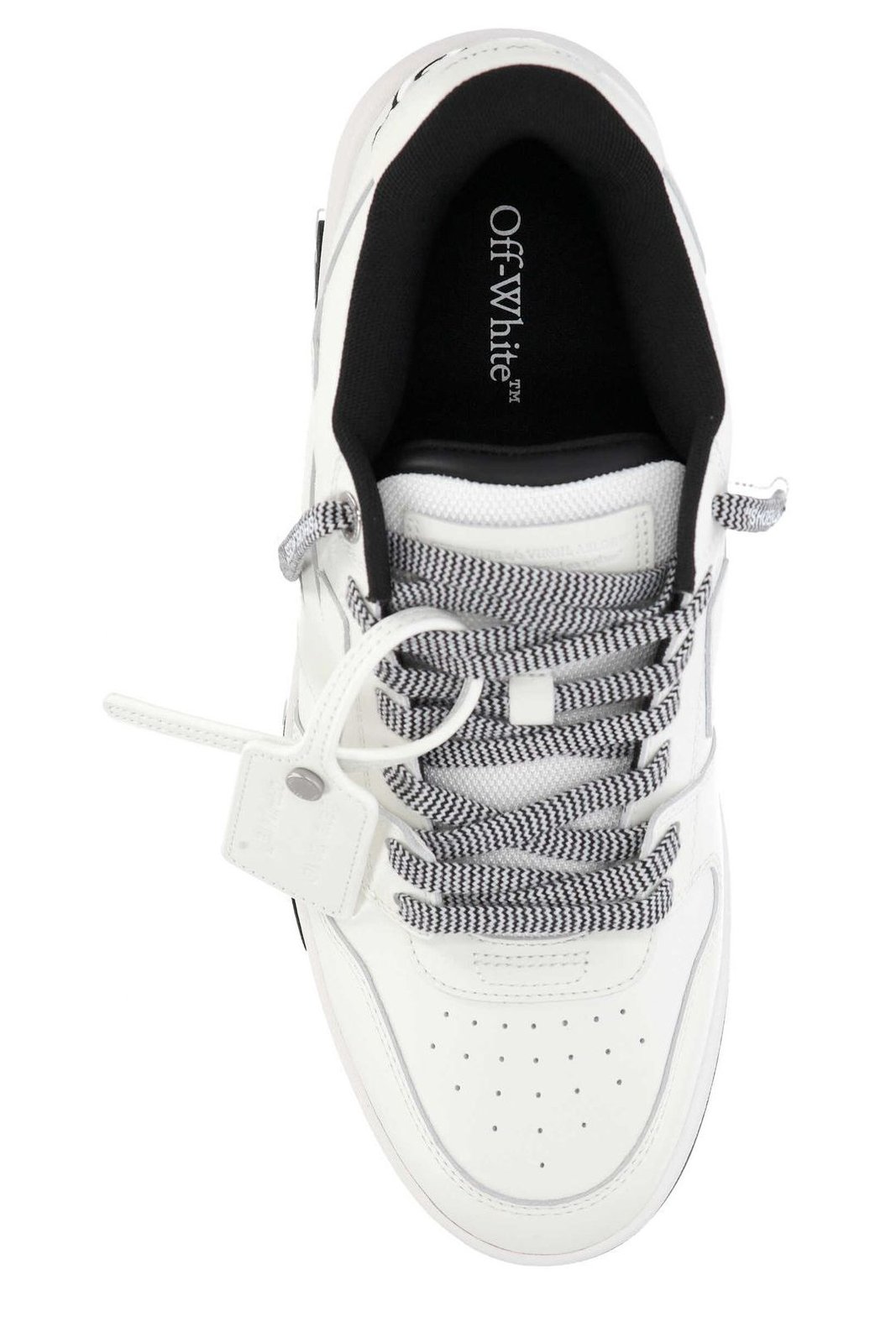 Off-White Round Toe Lace-Up Sneakers