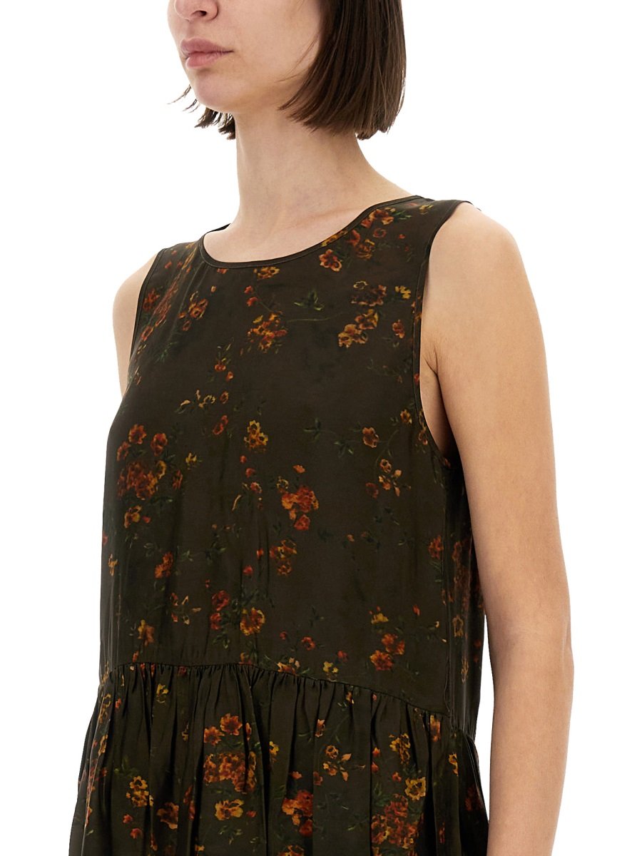 Uma Wang Floral Printed Sleeveless Midi Dress
