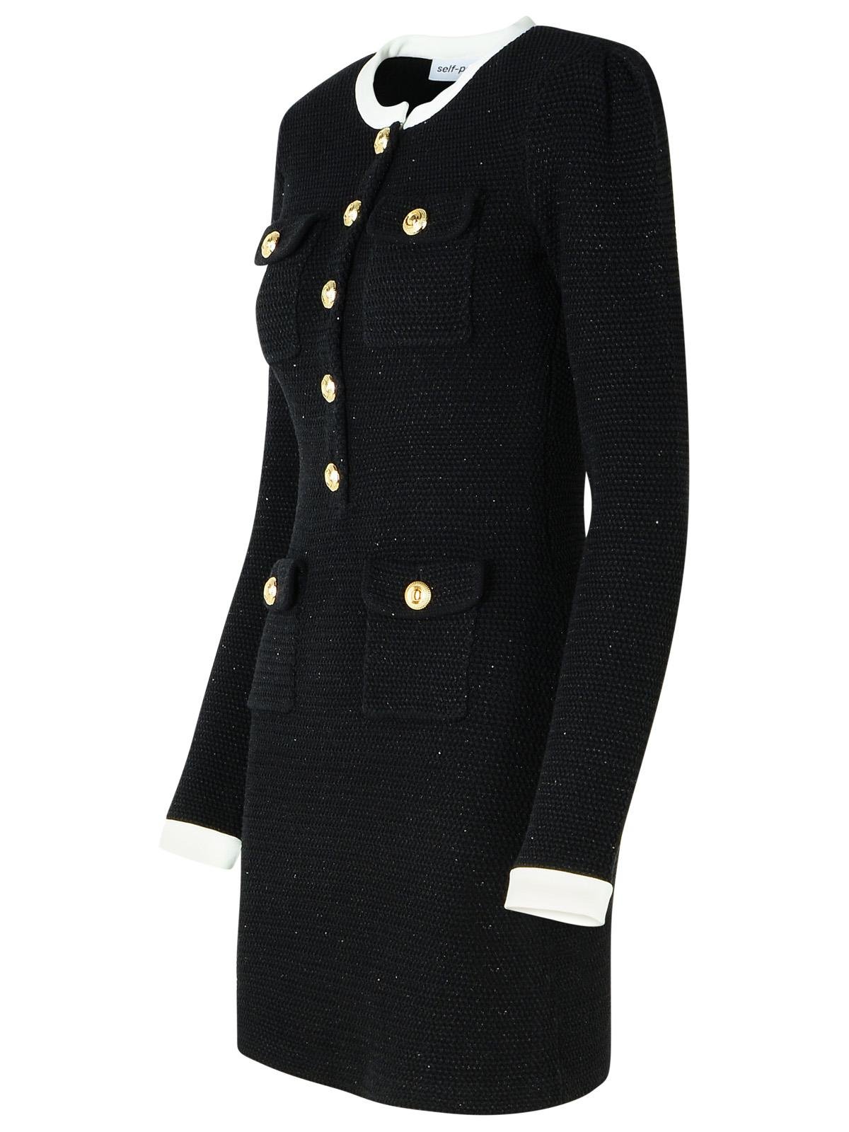 Self-Portrait Knitted Contrast Collar Mini Dress