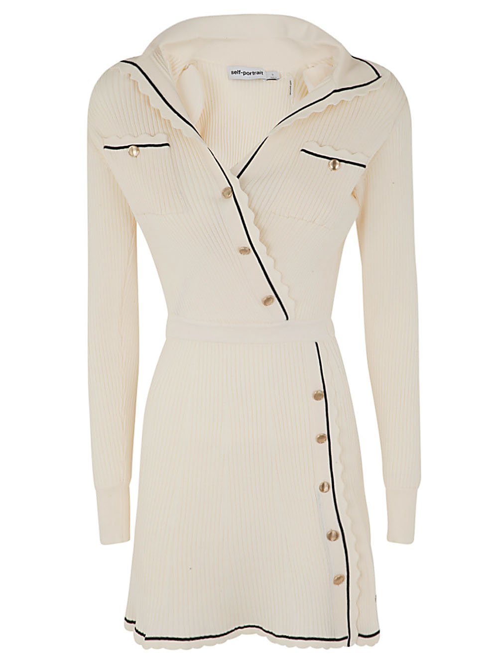 Self-Portrait Contrast Stitch Ribbed Knit Mini Dress Cettire Self-Portrait Contrast Stitch Ribbed Knit Mini Dress Cettire
