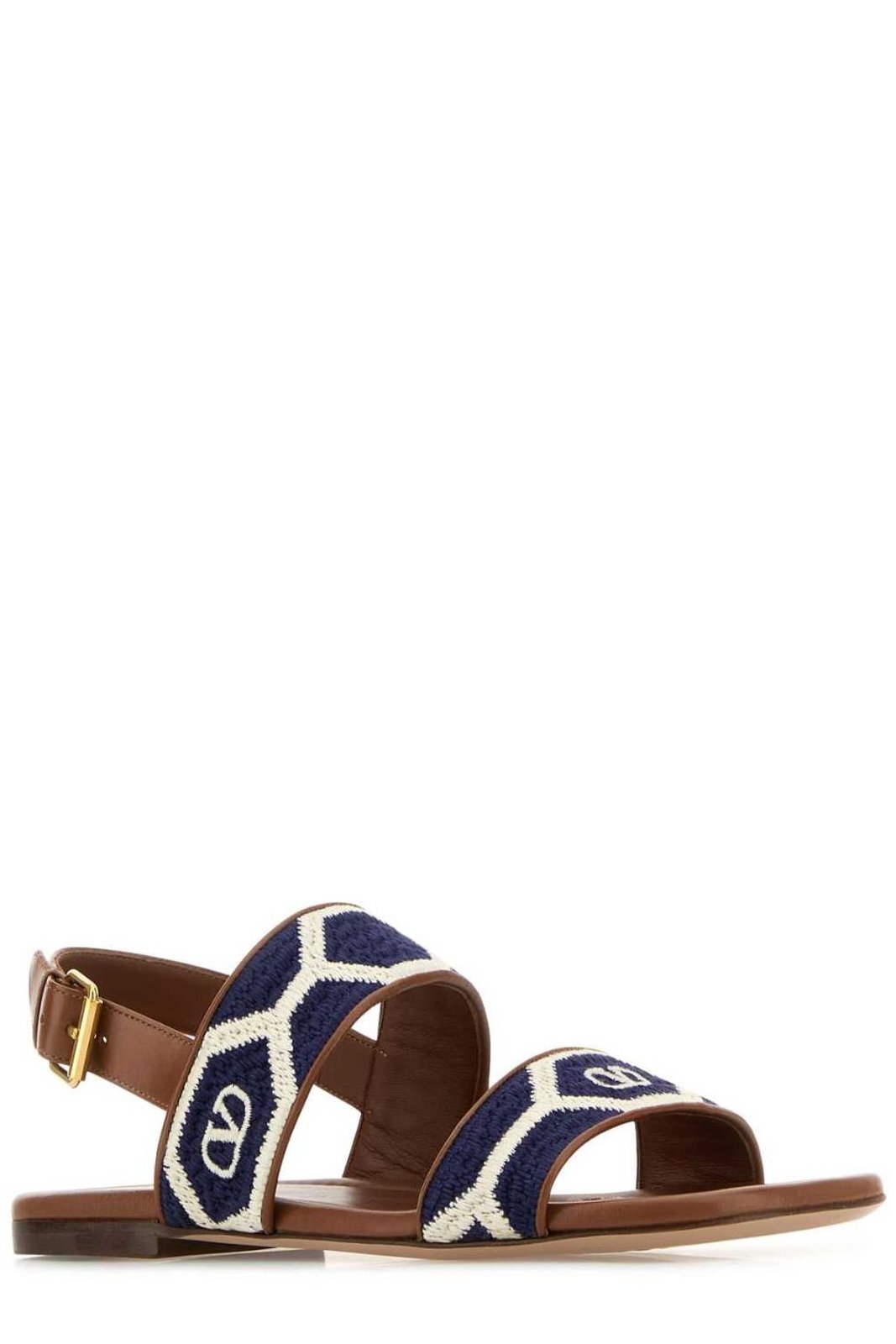 Valentino Logo Embroidered Buckled Sandals