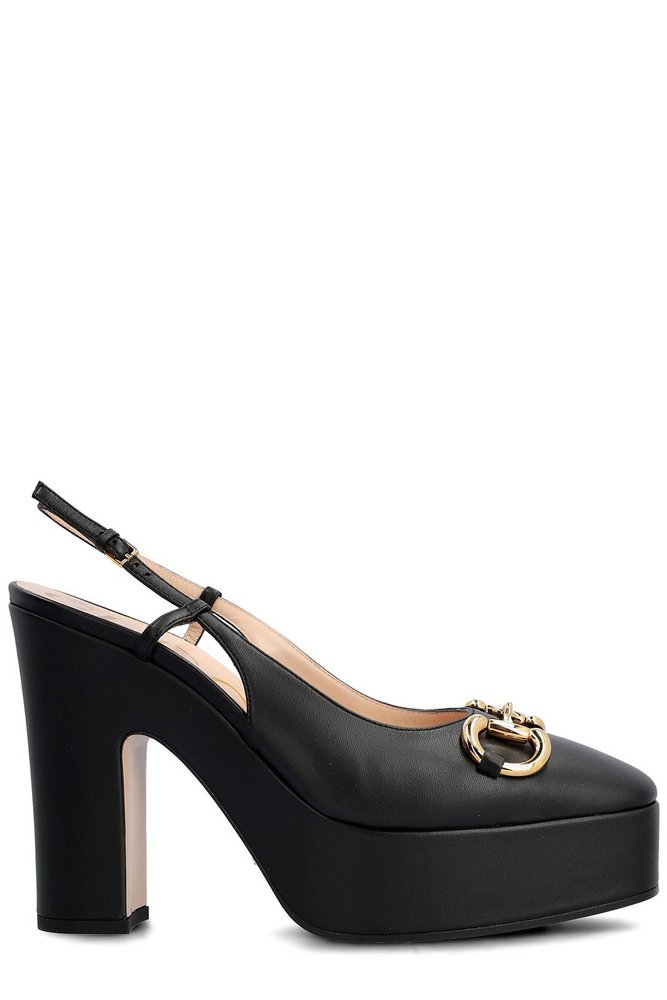 Gucci Horsebit Detailed Platform Pumps In Black ModeSens