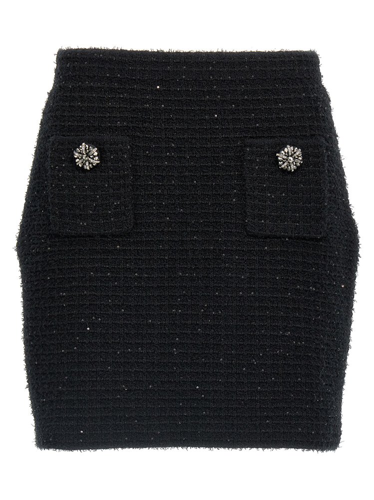 Self-Portrait Textured Knitted Mini Skirt – Cettire