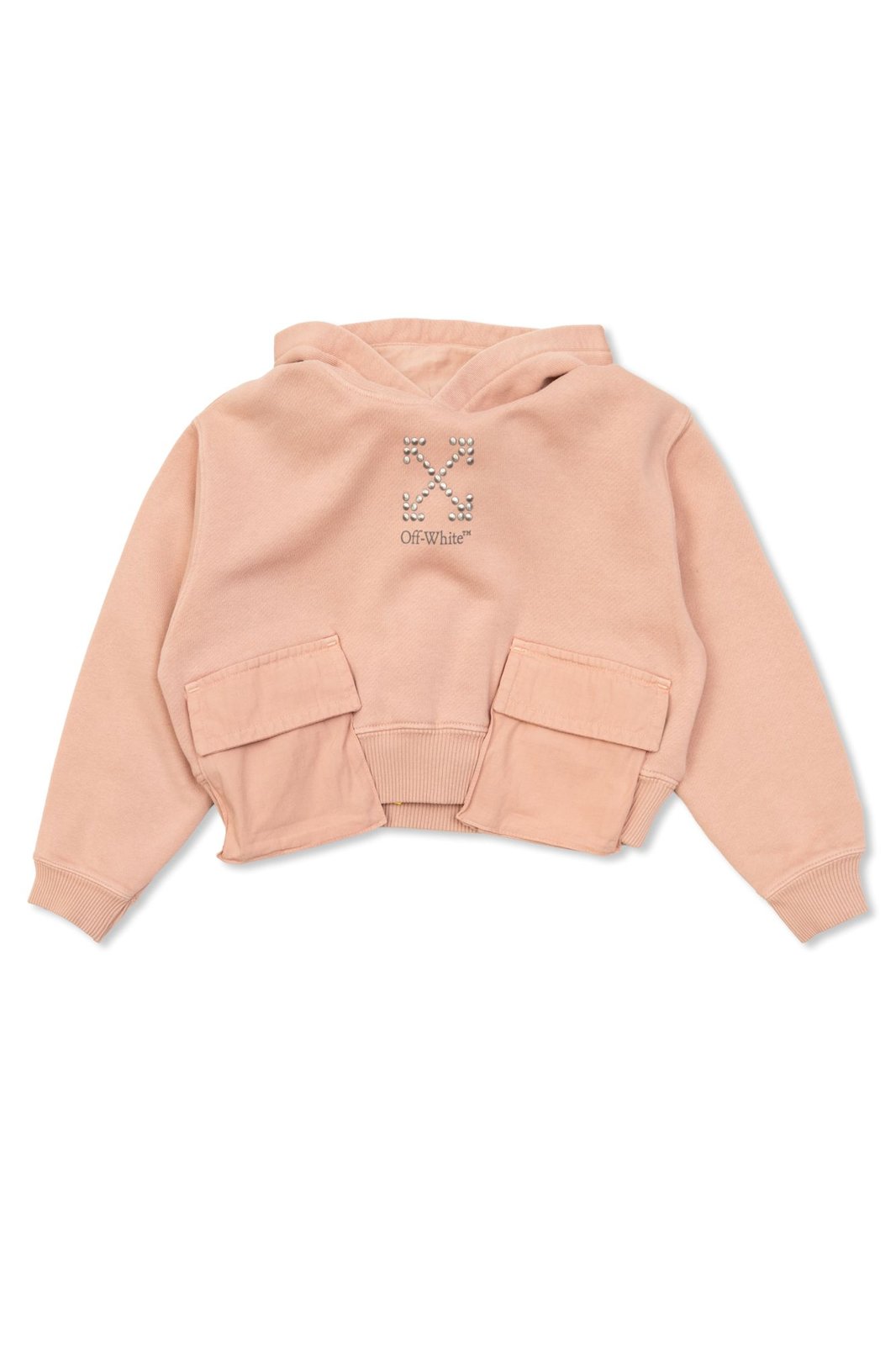 Off-White Kids Arrow Studded Cargo Cropped Hoodie