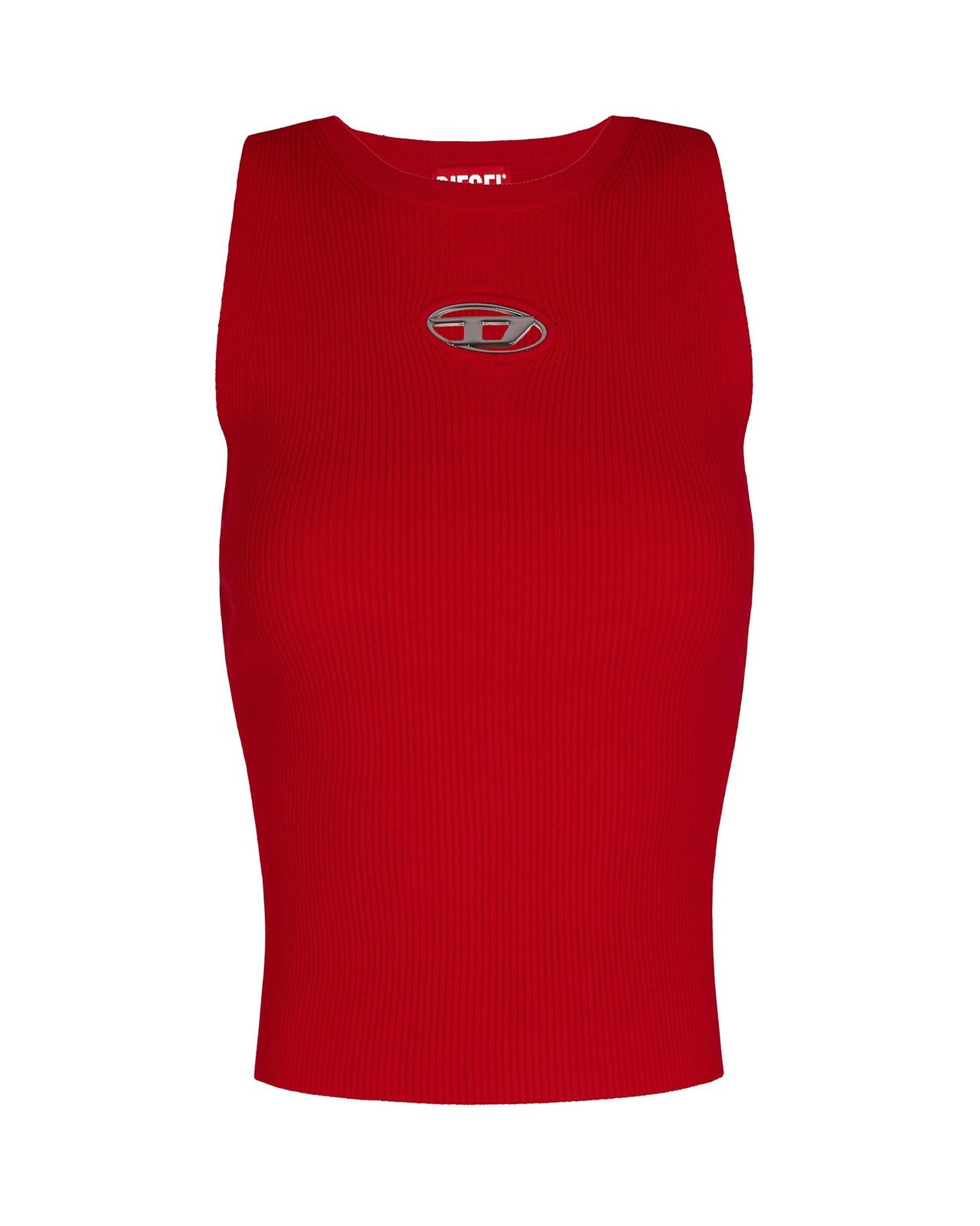 Diesel M-Caddix Logo Plaque Ribbed-Knit Top