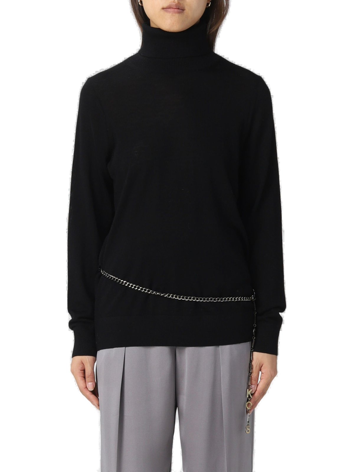 Michael Kors Logo Plaque Chained Long-Sleeved Jumperr – Cettire