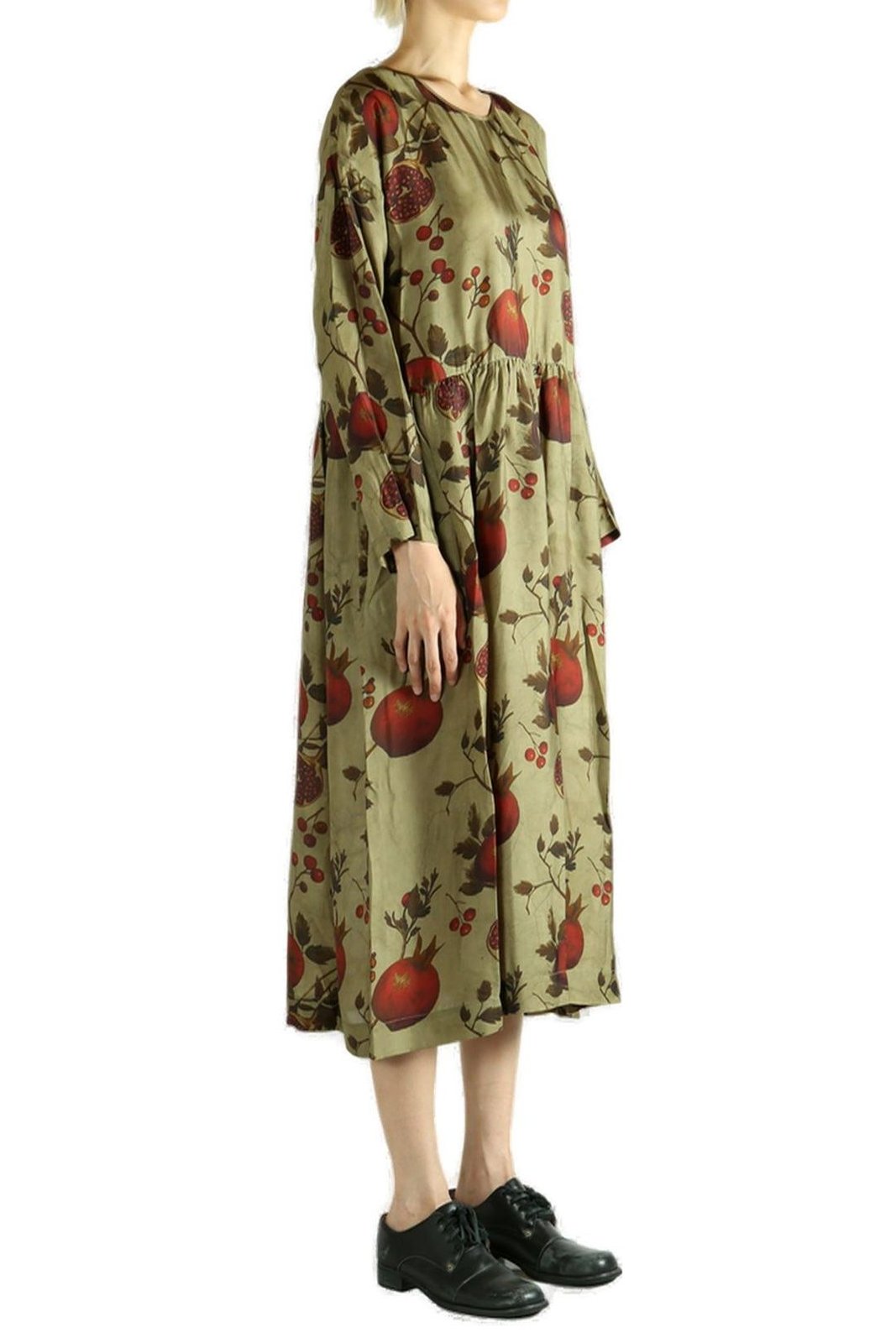 Uma Wang Floral Printed Long-Sleeved Dress