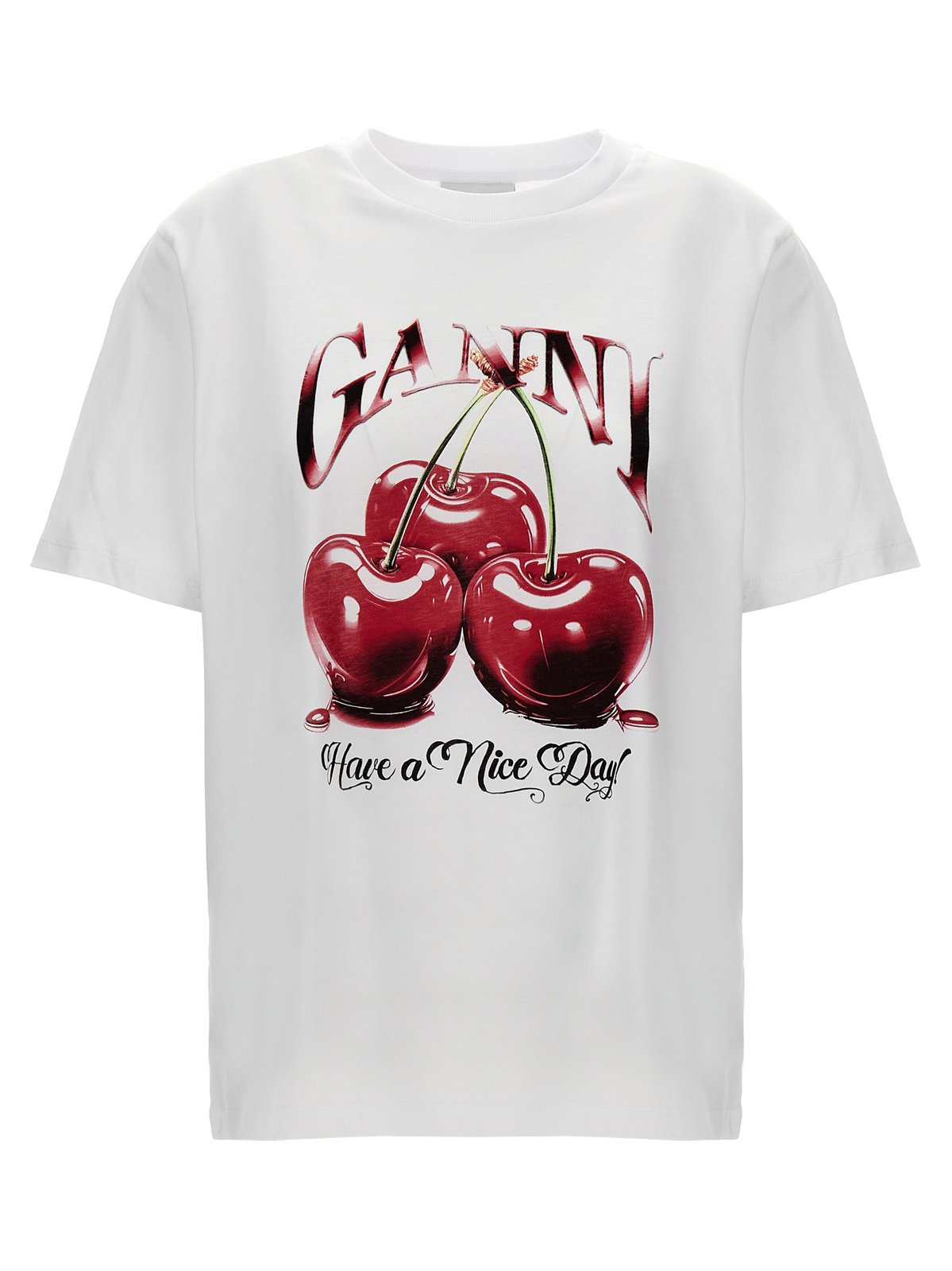Ganni Cherry Printed Crewneck T-Shirt