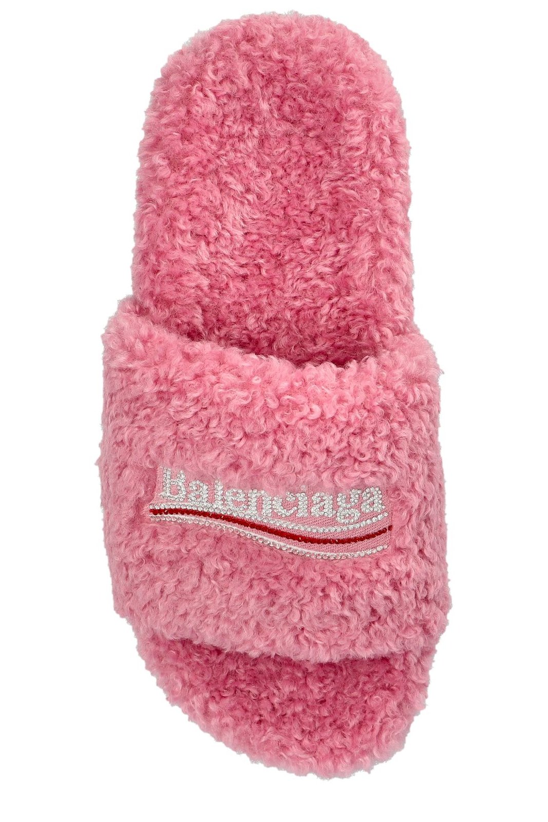 Balenciaga Furry Logo Embroidered Sandals
