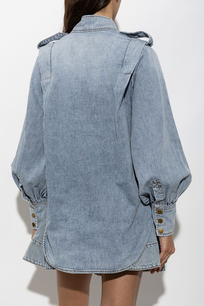 ZIMMERMANN 버튼 데님 셔츠 탑