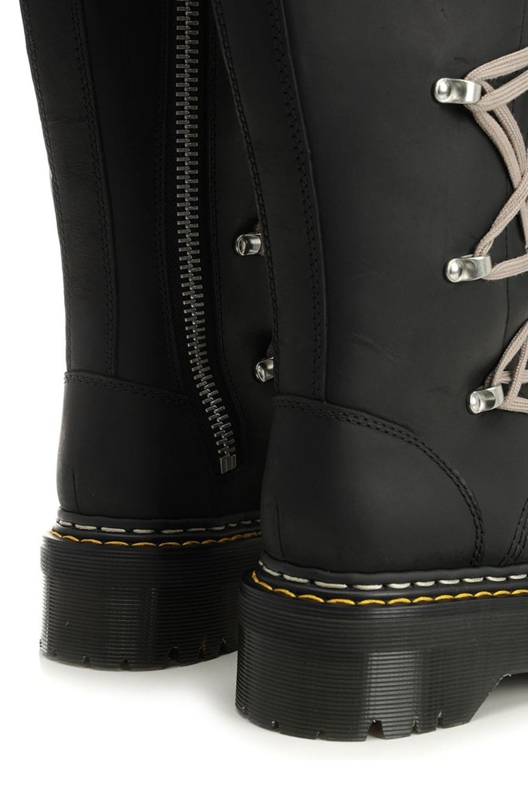 Rick Owens Round Toe Lace-Up Boots