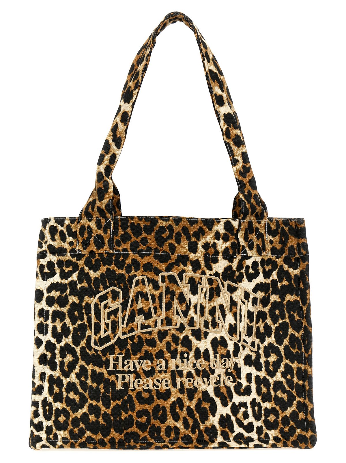 Ganni Leopard Printed Tote Bag
