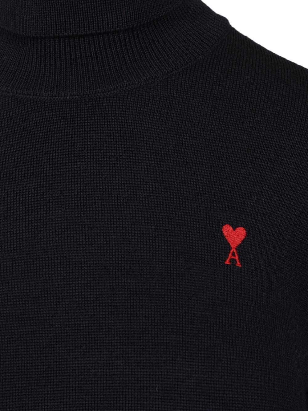 AMI Paris Ami De Coeur Embroidered Turtleneck Jumper