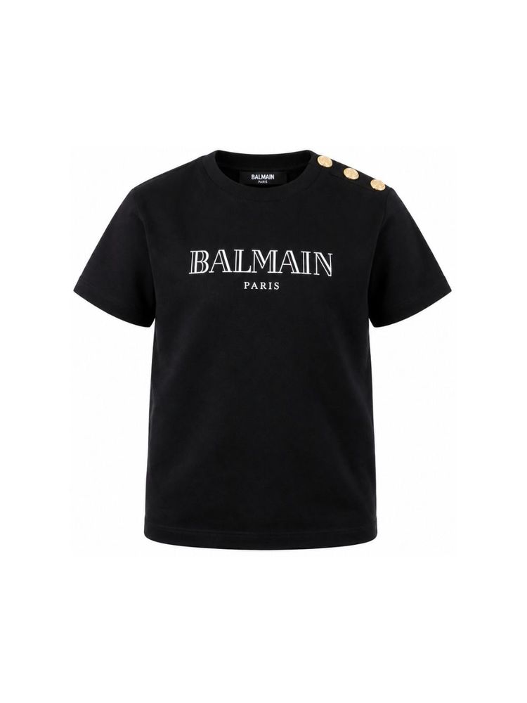 Balmain Kids 로고 프린트 크루넥 티셔츠