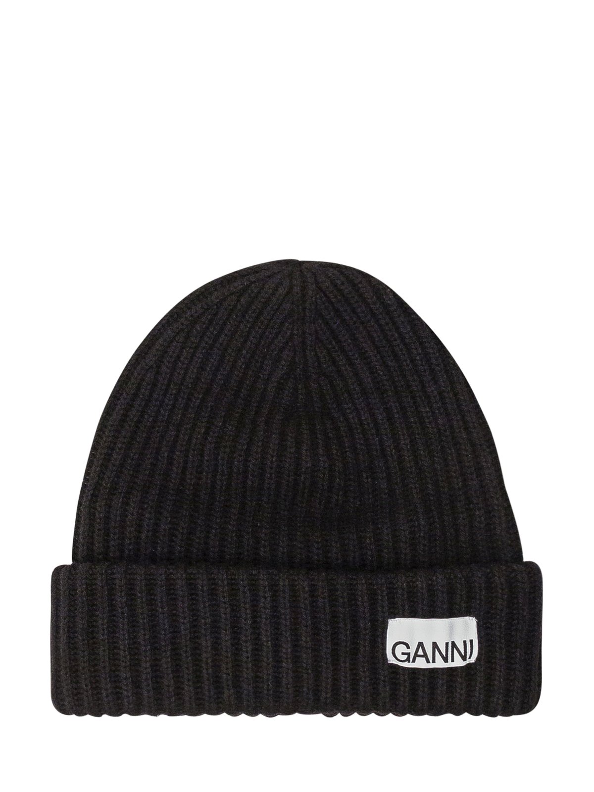 Ganni Logo Patch Oversized Knitted Beanie
