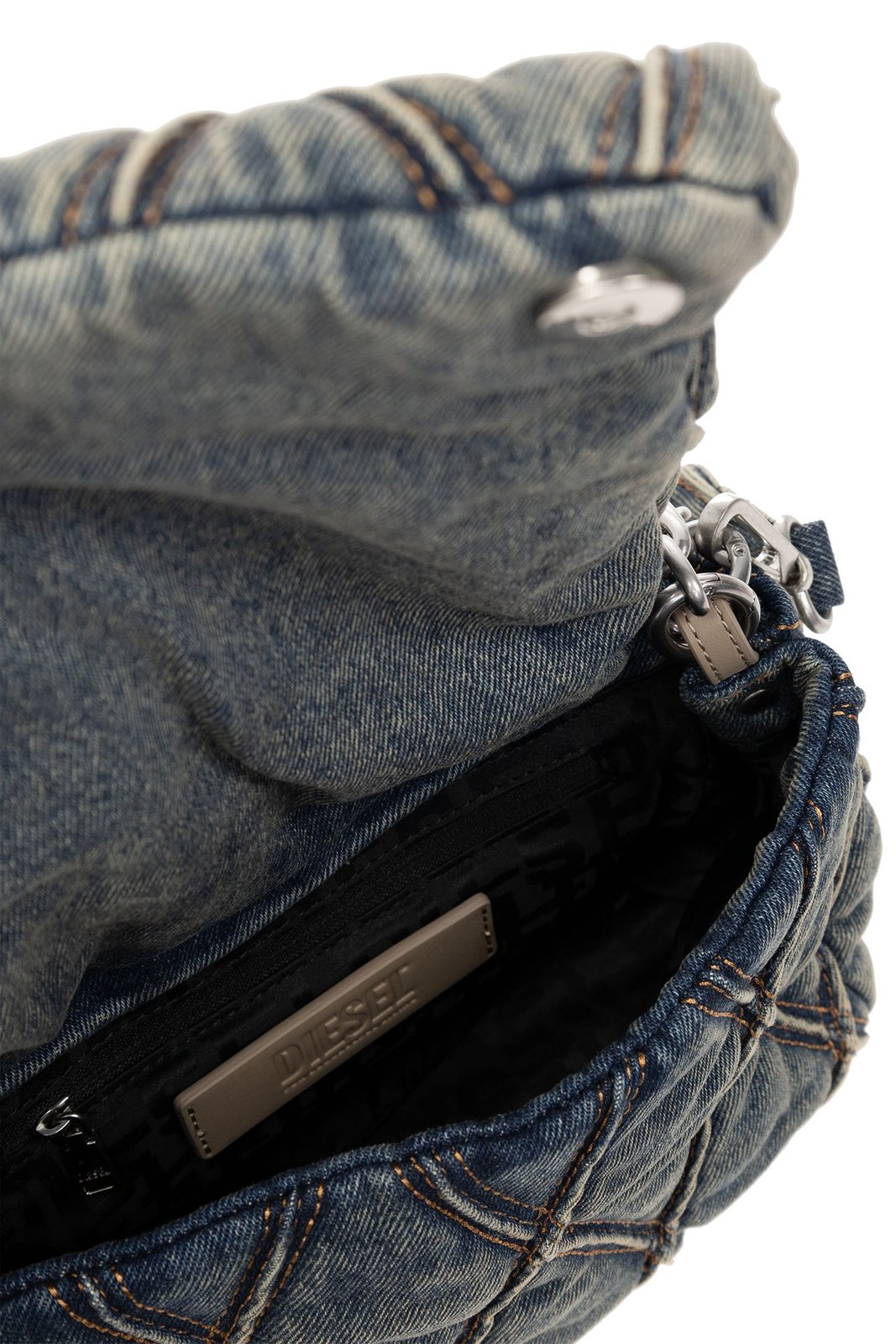 Diesel Charm-D Embellished Denim Shoulder Bag