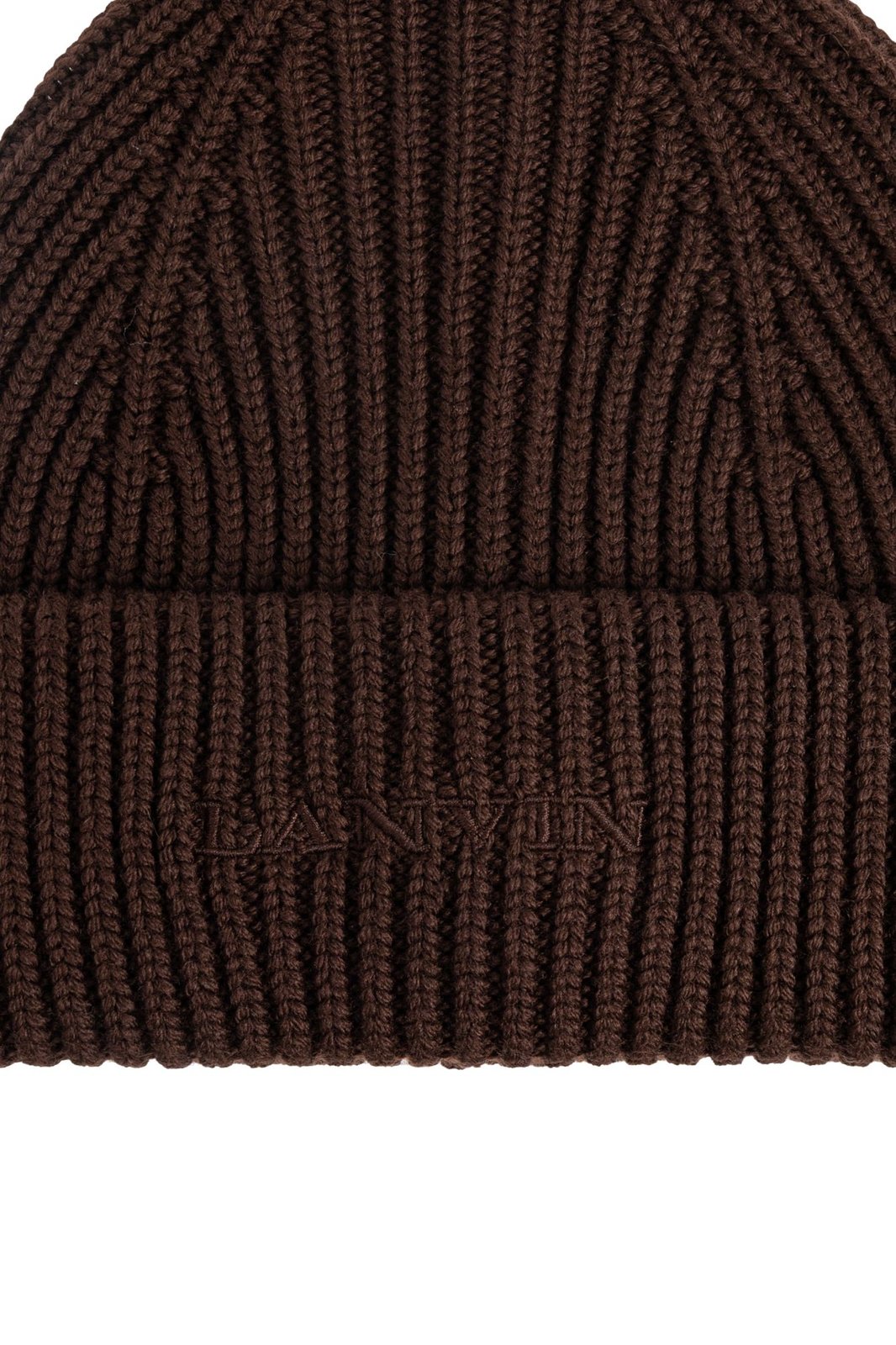 Lanvin Logo Embroidered Ribbed Beanie