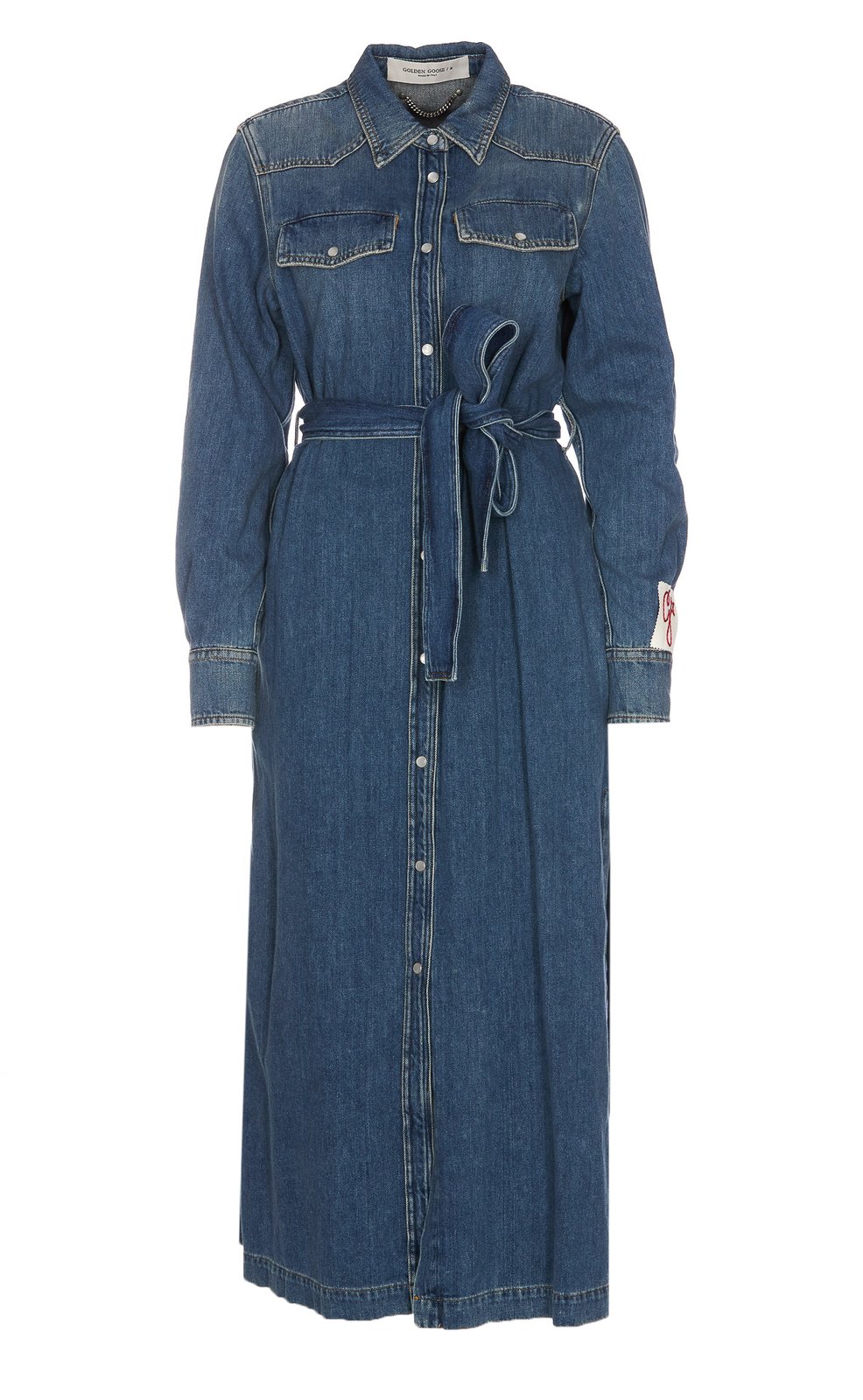 Golden Goose Deluxe Brand Belted Long-Sleeved Denim Dress