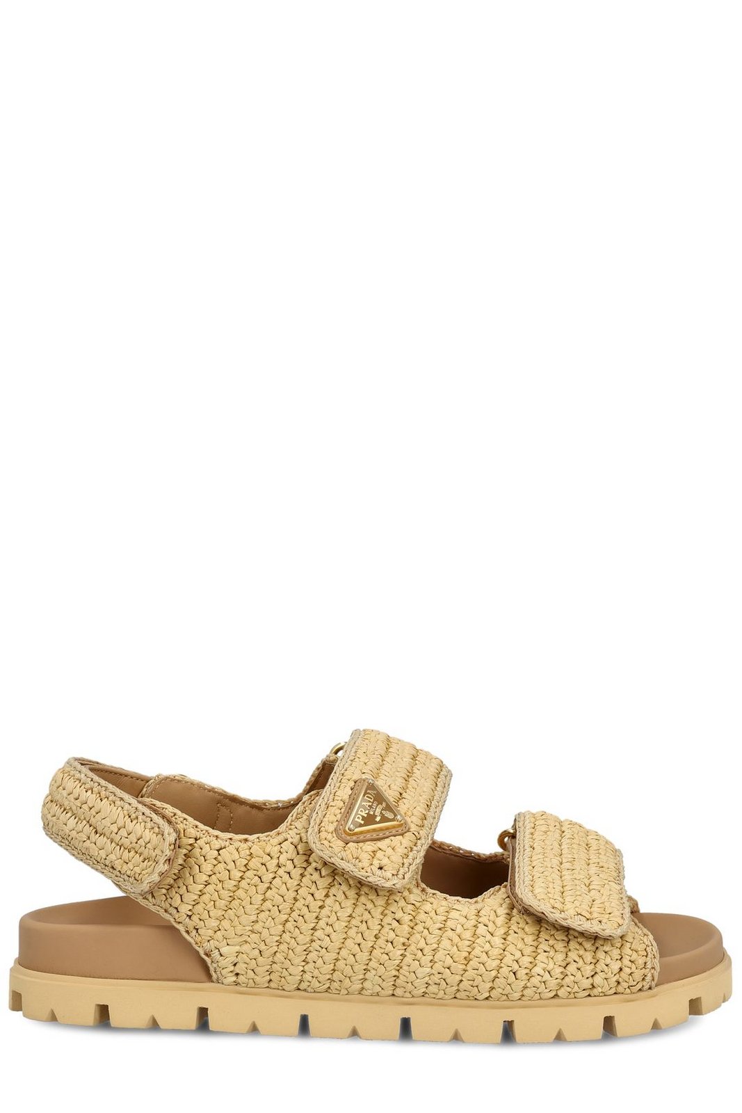 Prada Logo Patch Flat Sandals