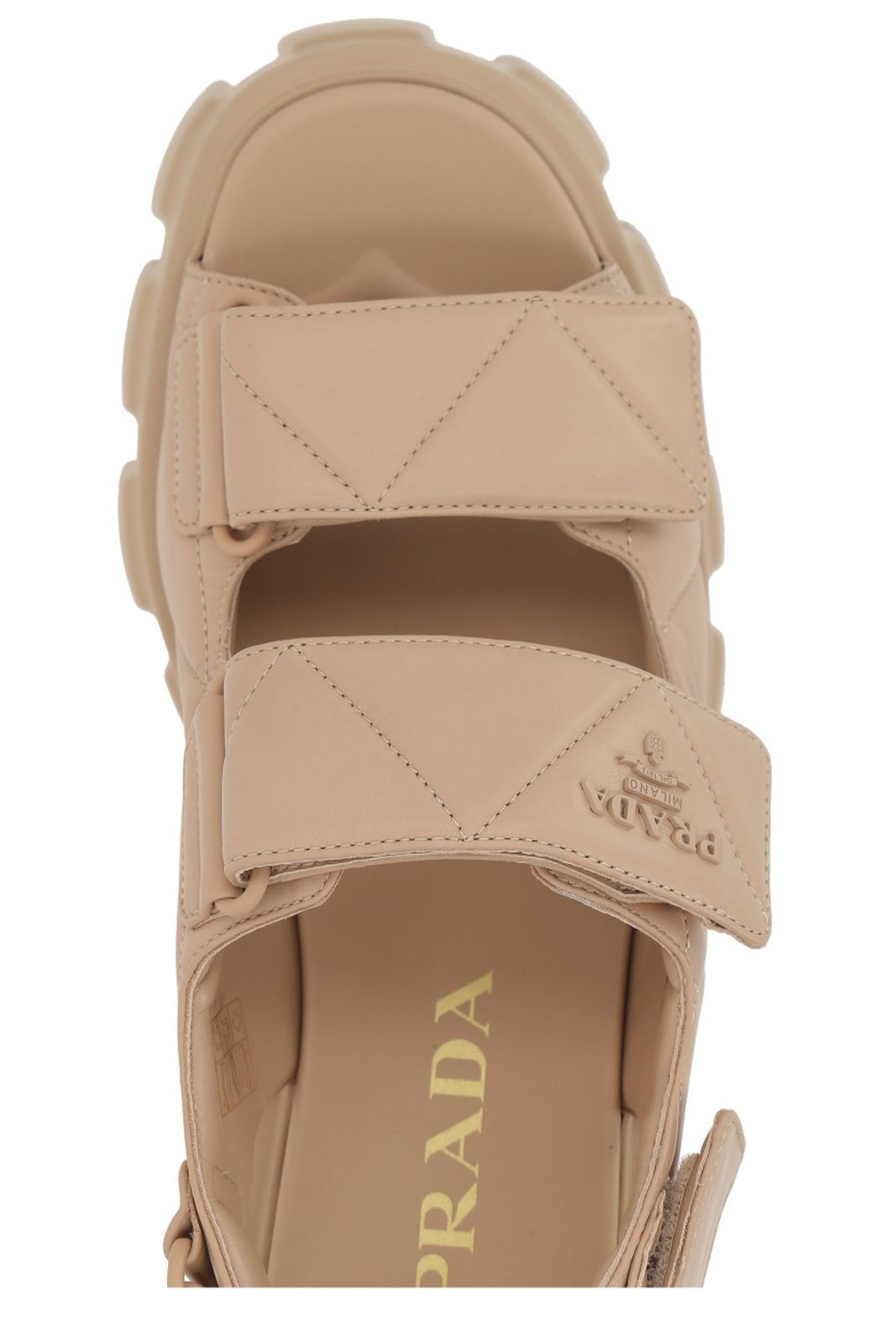 Prada Triangle-Logo Quilted Sandals