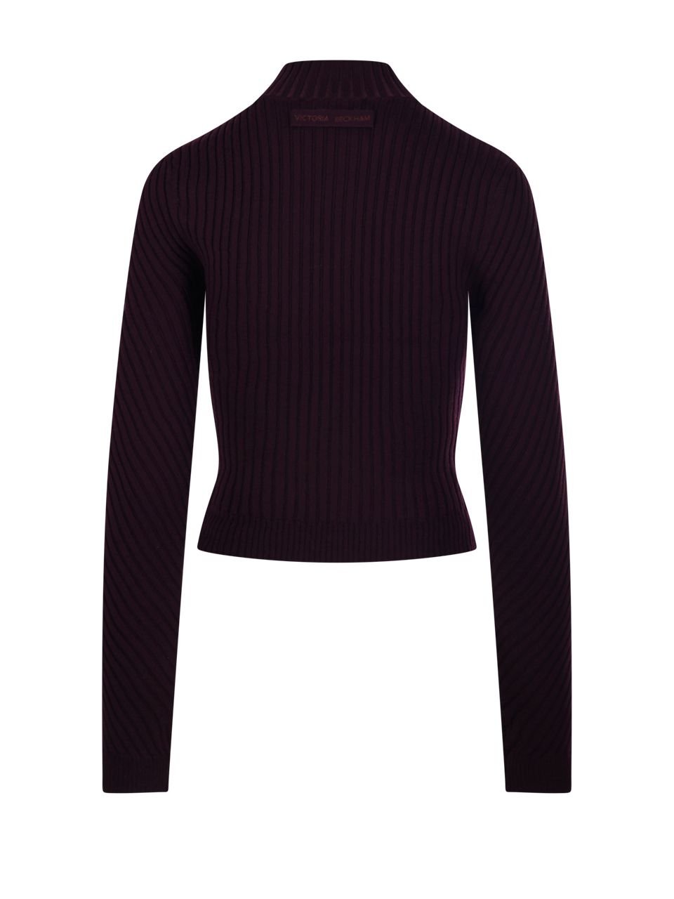 Victoria Beckham Ribbed Long Sleeve Knit Polo Top