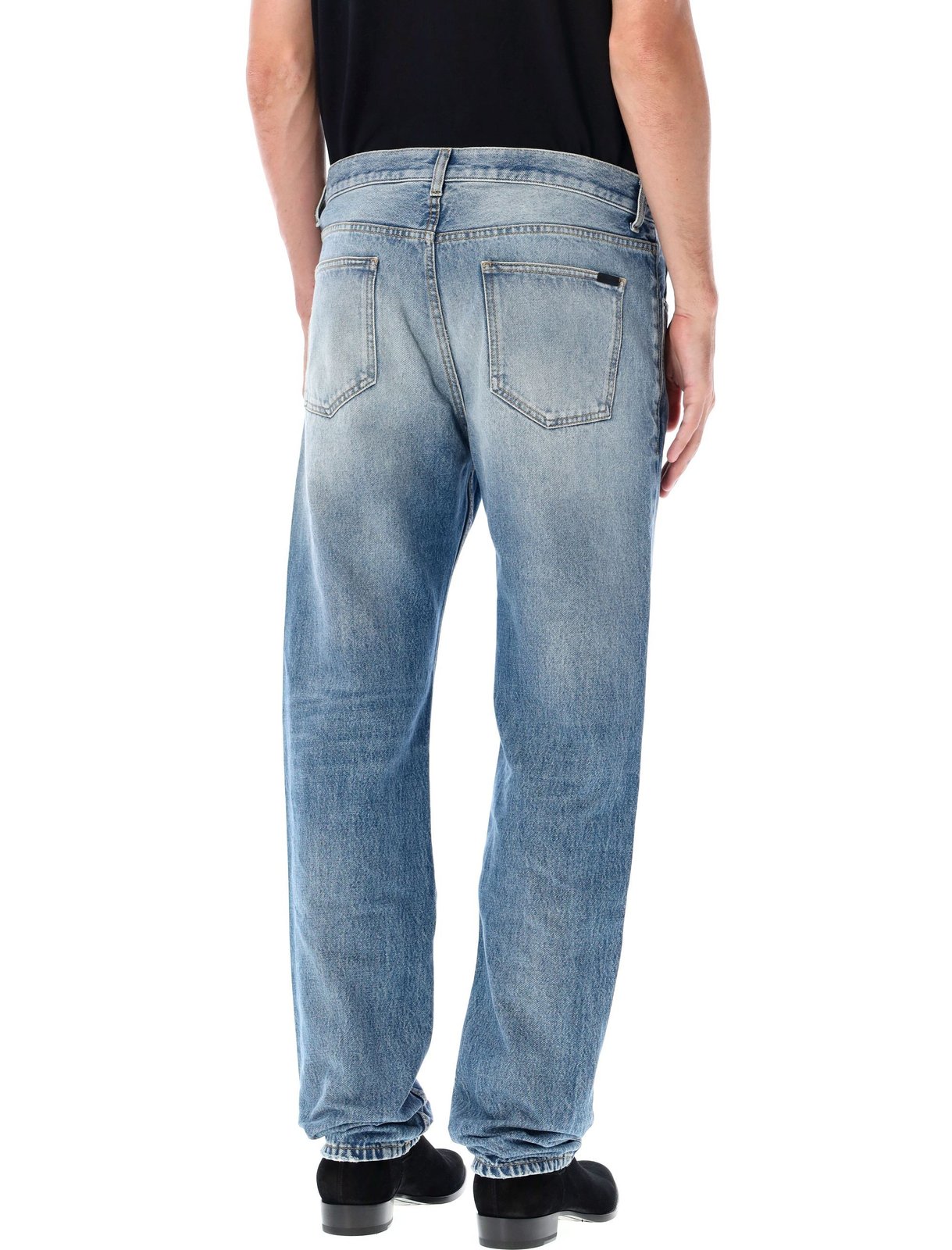 Saint Laurent Button Detailed Straight Leg Jeans