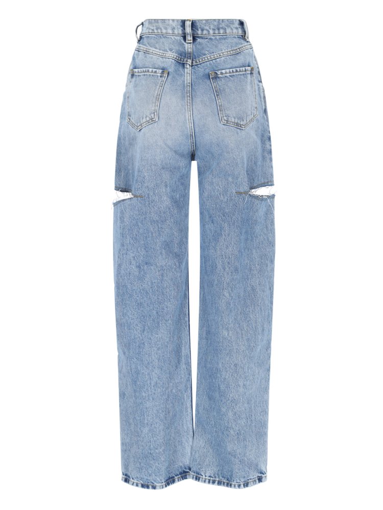 デニム・ジーパン Mm6 Denim Jeans With Cut-Out Detail Maison Margiela Wide-Leg Slashed Cut-Out Jeans | Saks Fifth