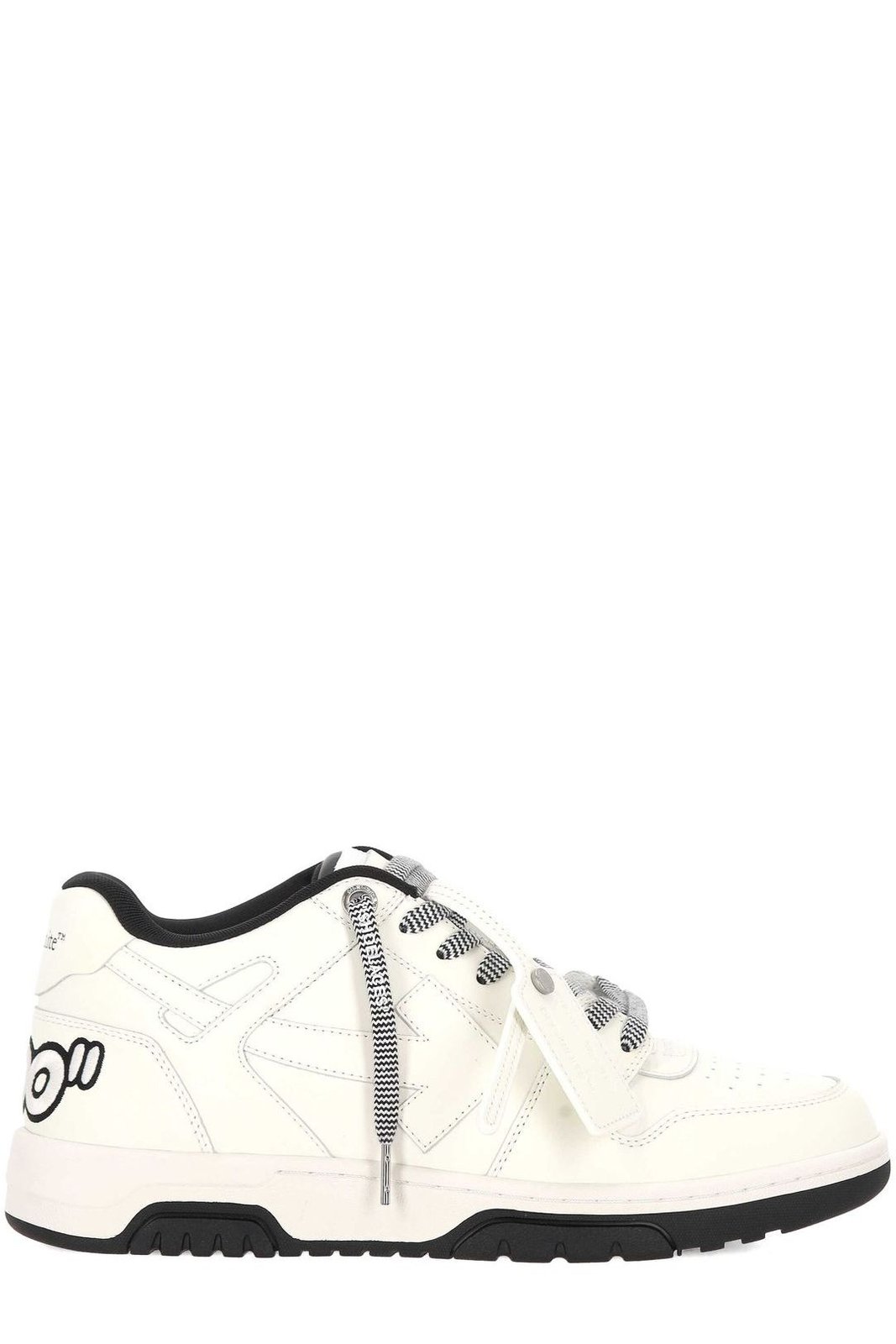 Off-White Round Toe Lace-Up Sneakers