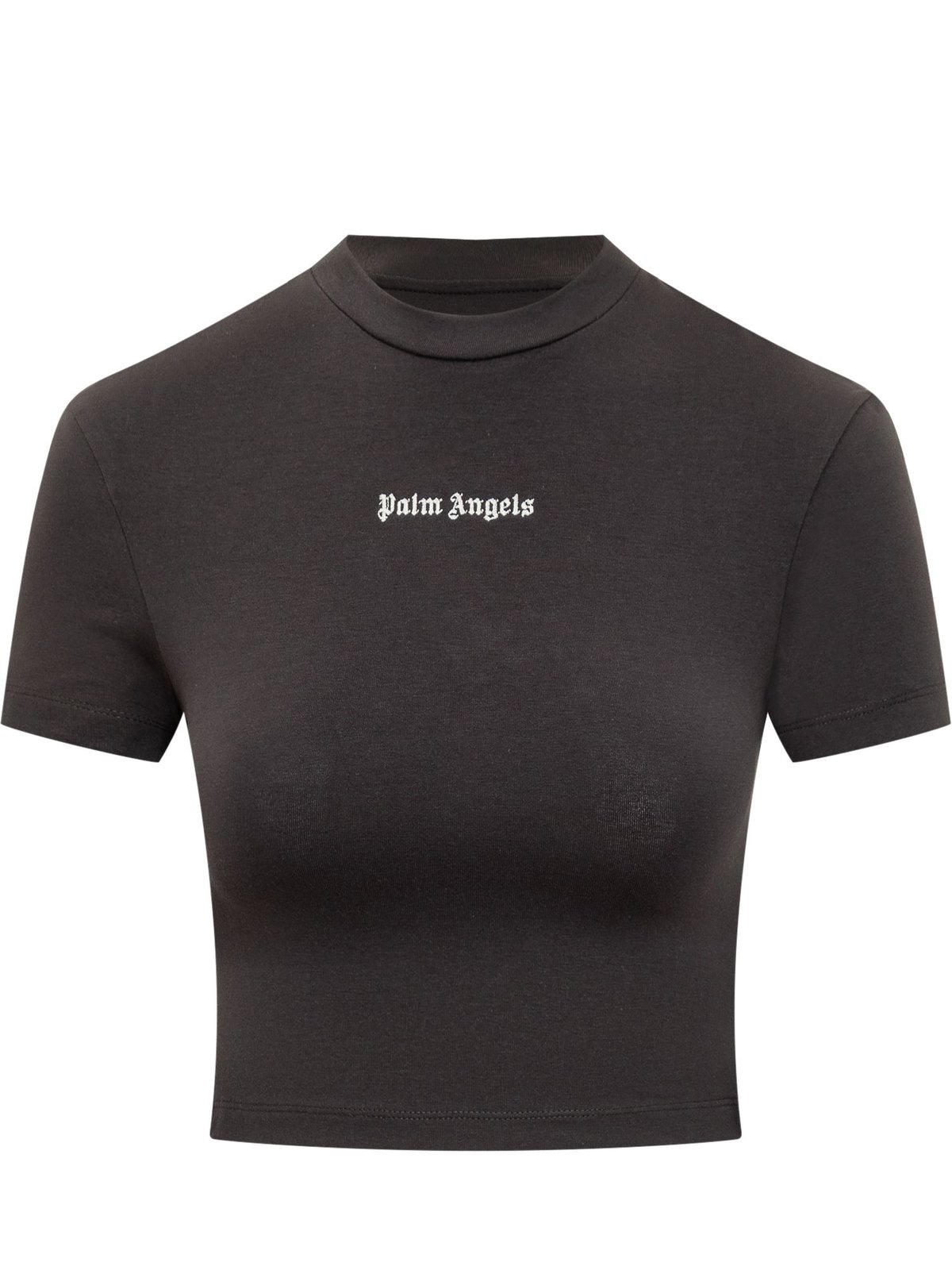 Palm Angels Logo Embroidered Cropped T-Shirt