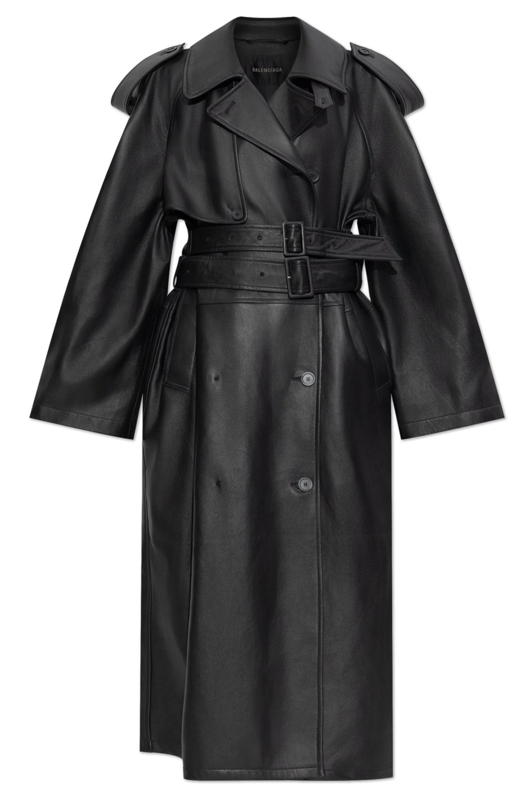Balenciaga Belted Leather Trench Coat