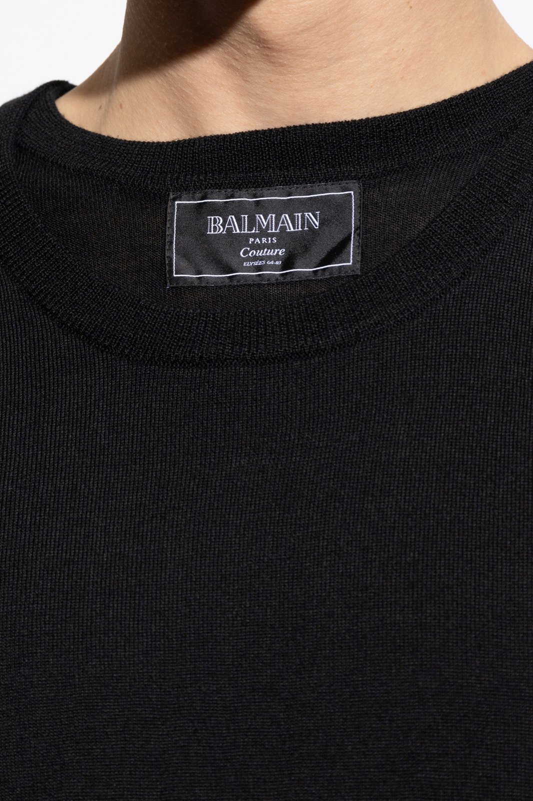 Balmain Logo Patch Double-Collar Knit Sweater – Cettire