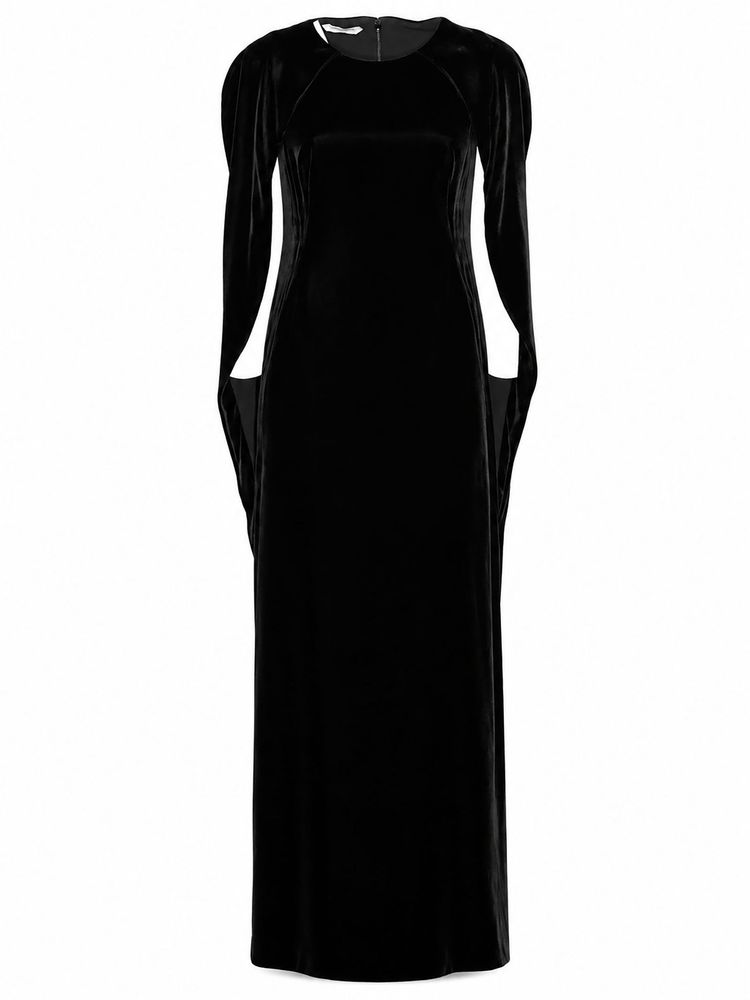 ALBERTA FERRETTI 드레이프 컷아웃 벨벳 드레스