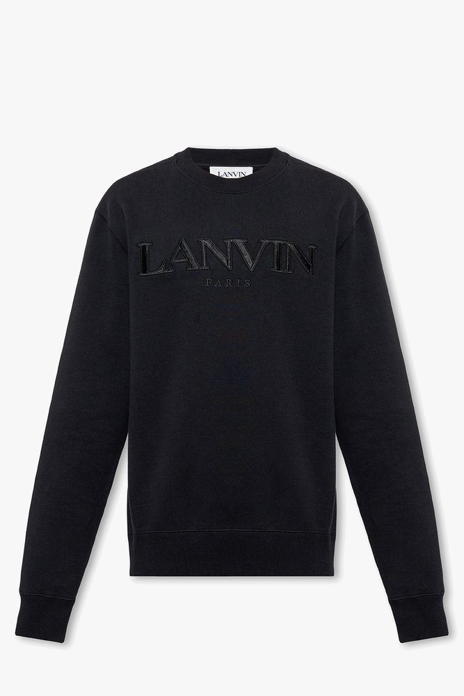 lanvin logo-embroidered sweatshirt in black